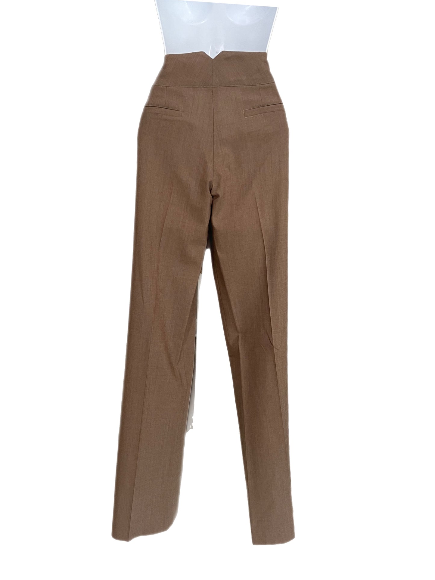 Pants-Beige Wool Coloring- Slack/Straight Leg Design-By Jak & Rae