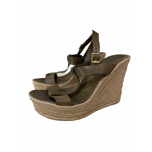 Wedged Heels- Olive Green Color- T-Strap Design -By Delam