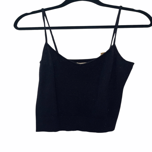 Tank Top-Spaghetti Strap Camisole V-Neck/Cashmere Design-Black Colored-by Banana Republic