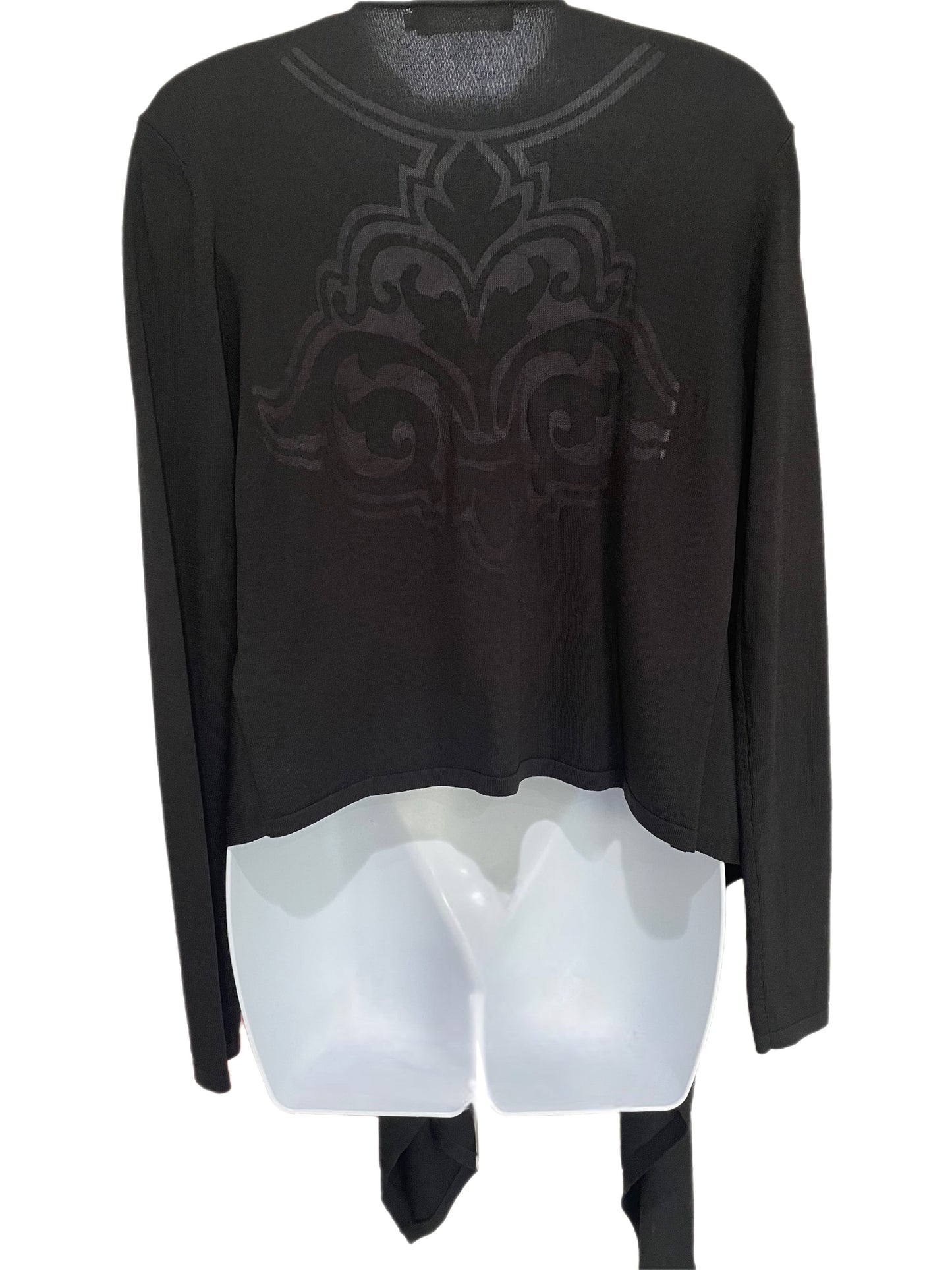 Cardigan-Black Open Front Burnout Draped By Anne Fontaine