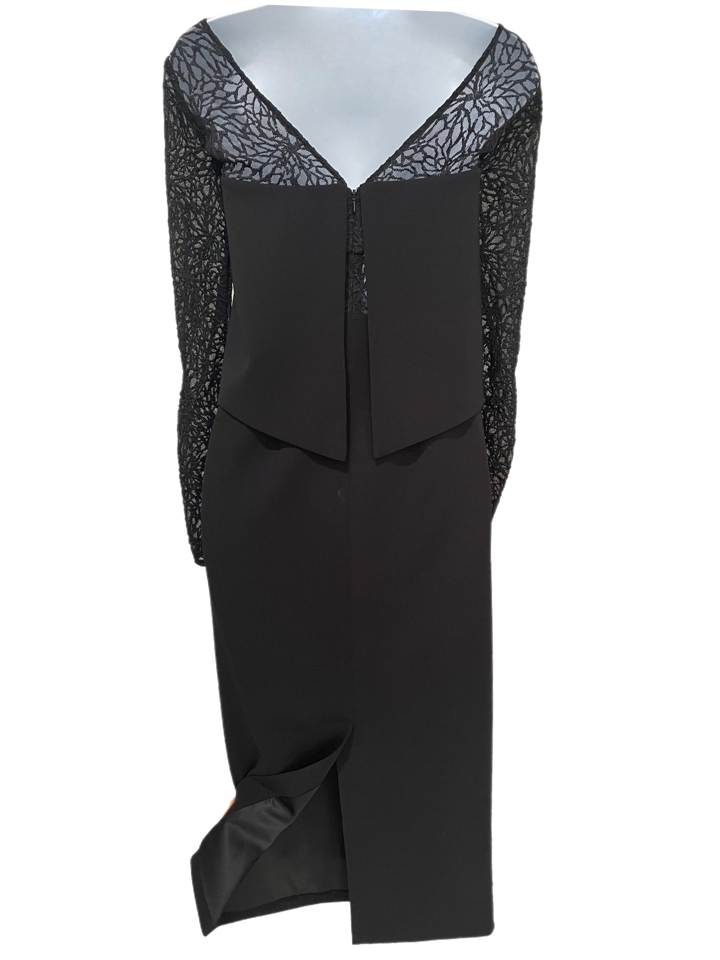 Dress-Black Long-Laced Sleeve w/ Crop Top Illusion By Jay Goodfrey