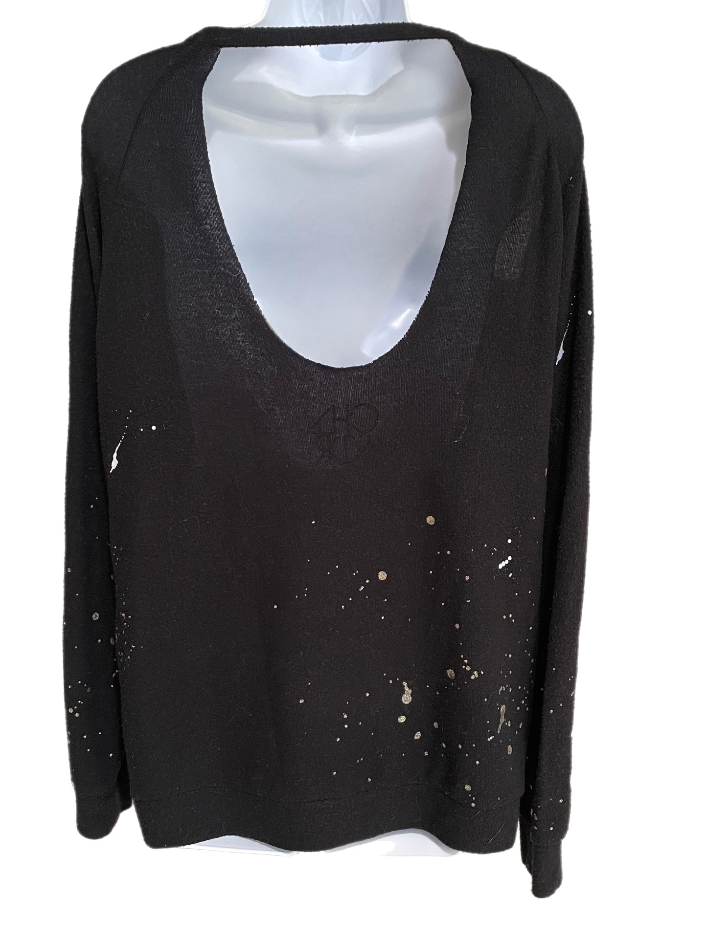 Shirt-Black Cutout Shirt w/White Print (Champagne Love) By Chaser