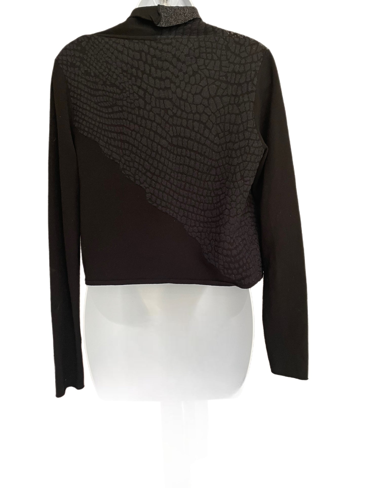 Sweater-Black Open Front Tie By Sarah Pacini