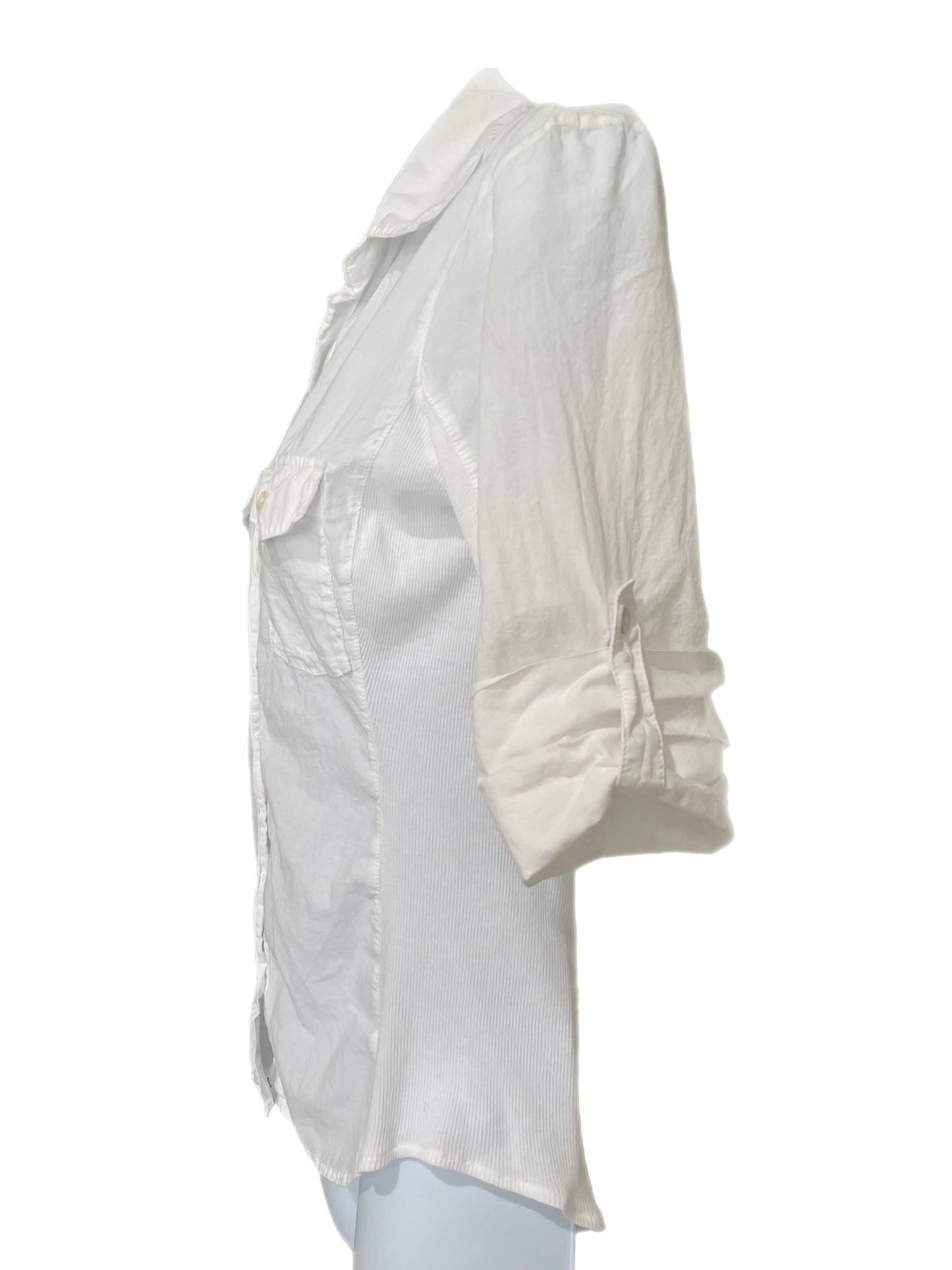 Shirt-White Button Down w/Relaxed Collard and Copped Sleeves -By James Perse