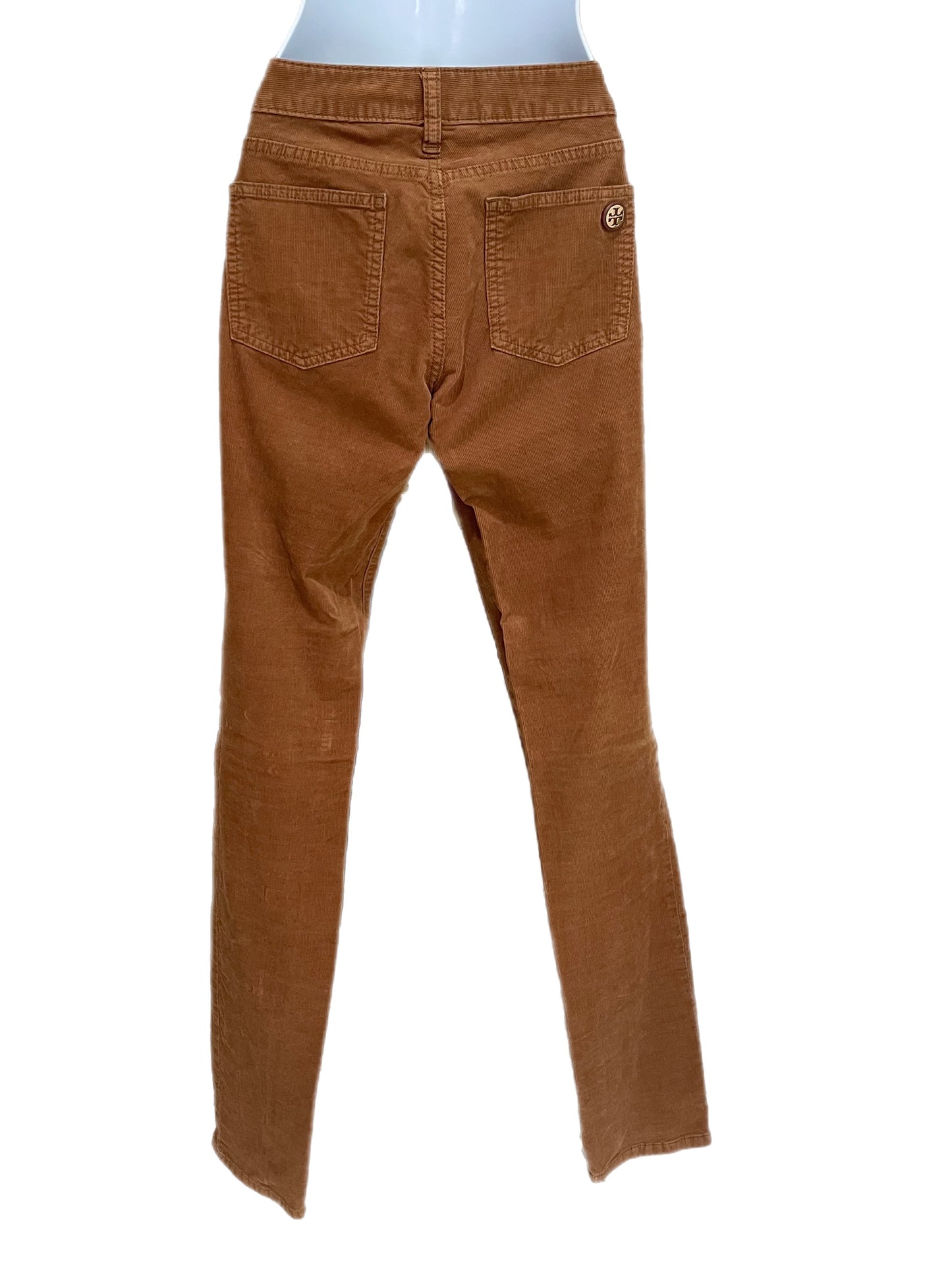 Pants-Caramel Brown Corduroy Super Skinny Pants By Tory Burch