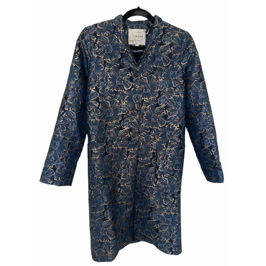 Coat-Metallic Navy Color- Button Down/Floral Design-By Anthropologie
