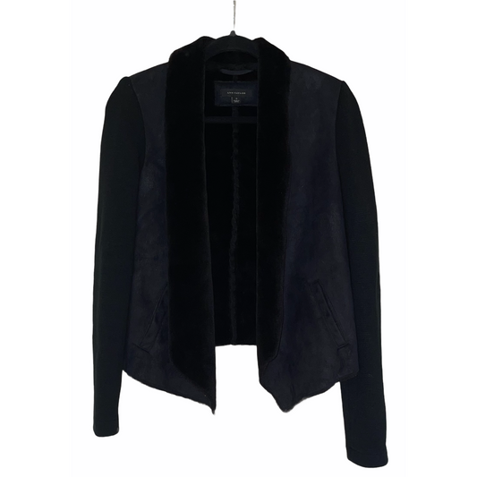 Coat-Black Suede Faux Fur By Ann Taylor