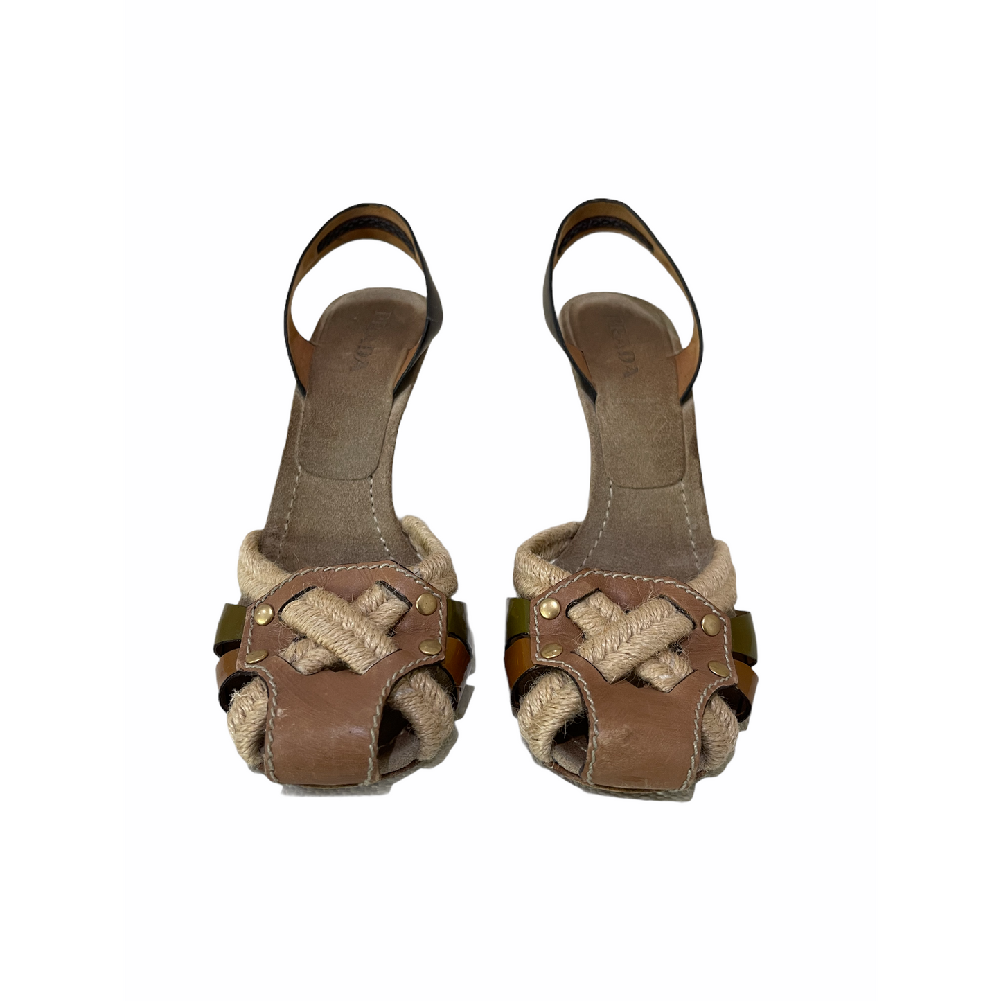 Heels-Leather Material- Woven Pattern - By Prada