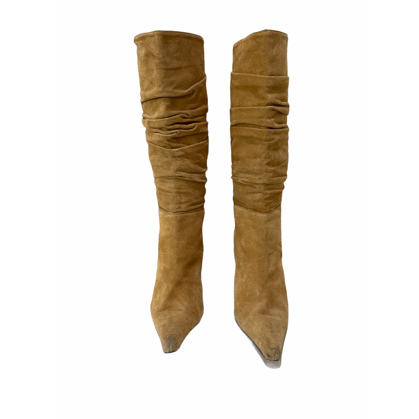 Heeled Boots-Knee High Style-Tan/Suede Material-By Charles David