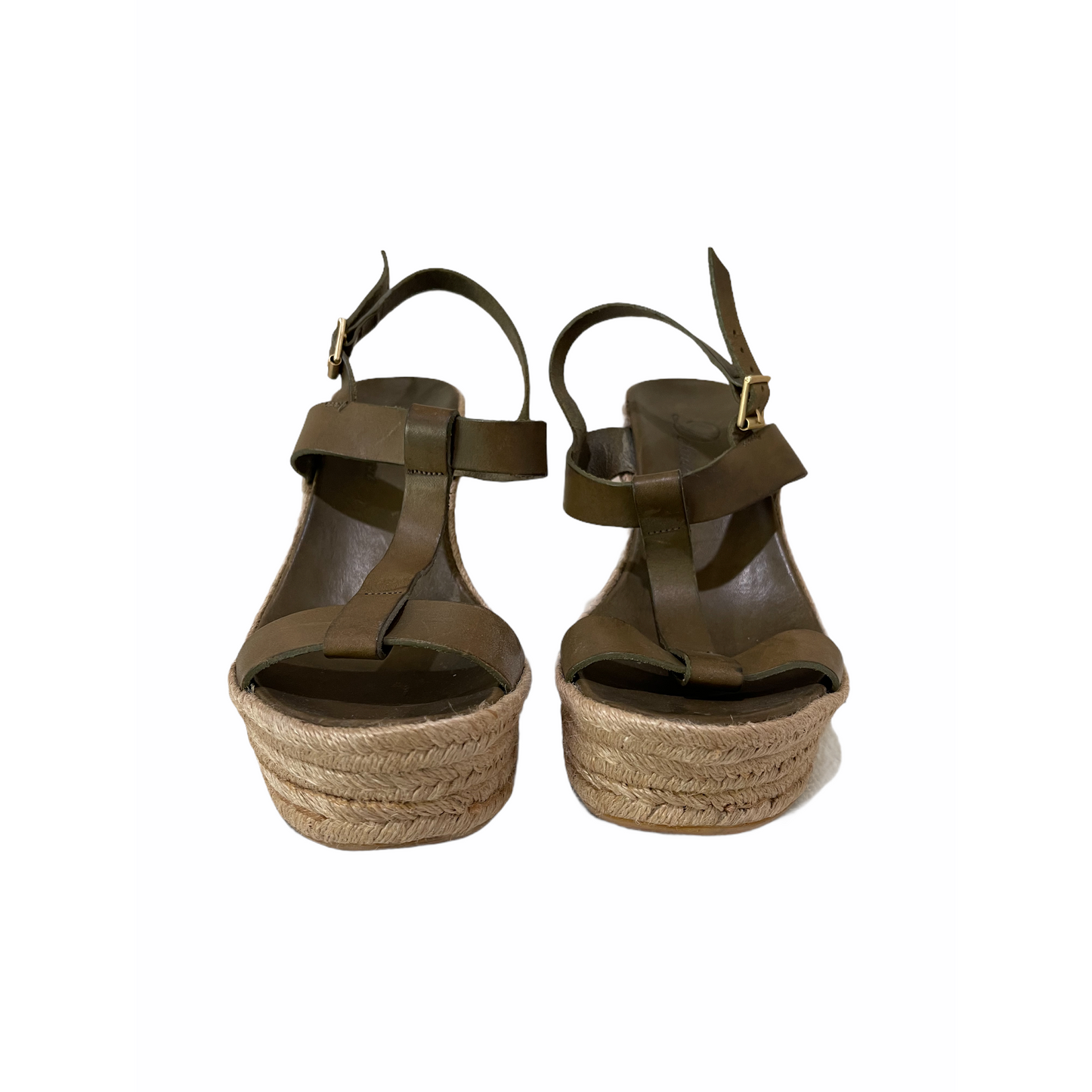 Wedged Heels- Olive Green Color- T-Strap Design -By Delam