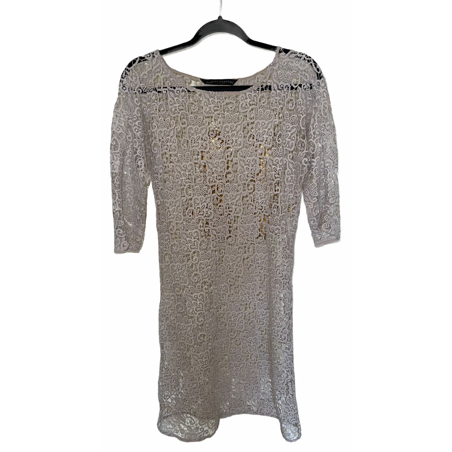 Dress-Mid Sleeve- Lace Fabric- By Zara