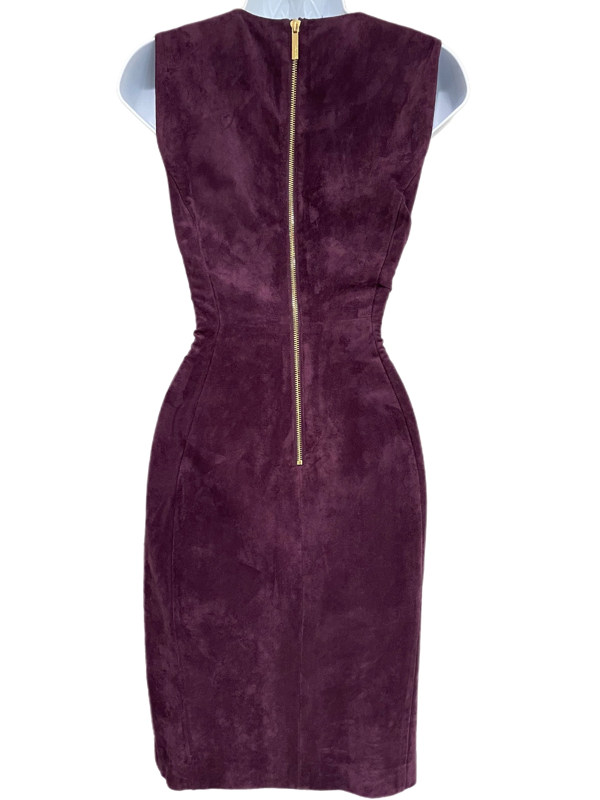 calvin klein purple dress with gold zipper Calvin Klein Purple Faux Suede Gold Zipper Sheath Dress Size 8 NWT