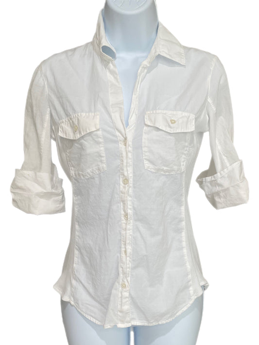 Shirt-White Button Down w/Relaxed Collard and Copped Sleeves -By James Perse
