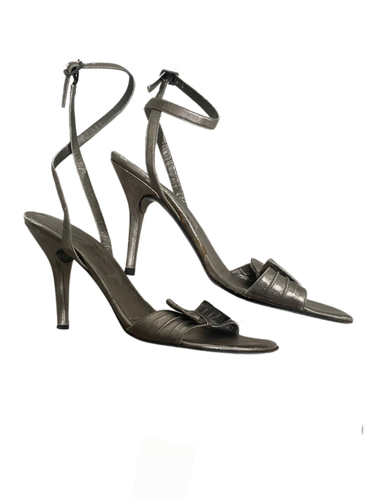 Heels- Ankle Strap Design- Silver Colored By Via Spiga