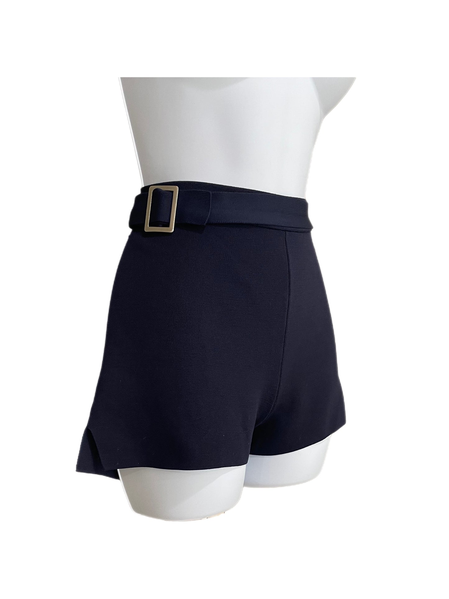 Shorts - Navy Knit-w/Belt Buckle By Zara